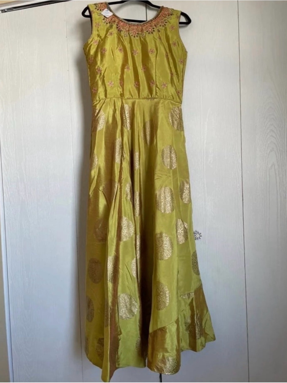 Women’s Olive Green Embellished Sleeveless Maxi Dress